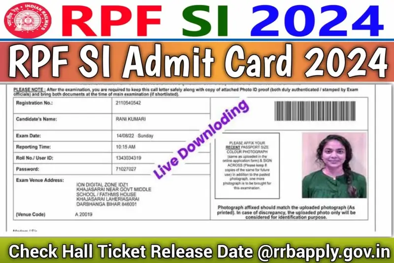 RPF SI Admit Card 2024 Check Hall Ticket Release Date